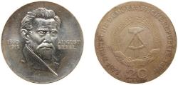 World Coins - Germany German Democratic Republic 1973 A 20 Mark (August Bebel) Silver (.625) Berlin Mint (100000) 20.9g UNC KM 46
