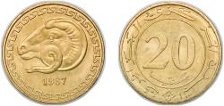 World Coins - Algeria People's Democratic Republic 1987 20 Centimes (FAO) Aluminium bronze (60000000) 4.07g BU KM 118 Schön 29