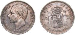 World Coins - Spain Kingdom 1885 *18-87 MSM 5 Pesetas - Alfonso XII (3rd portrait) Silver (.900) Madrid Mint (11802513) 25g VF KM 688
