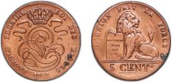 World Coins - Belgium Kingdom 1842 5 Centimes - Léopold I Copper Royal Mint of Belgium 9.66g XF KM 5.1 KM 5.2 KM 5.3 KM 5.1a LA BFM-14