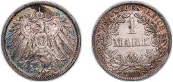 World Coins - Germany Germany - 1871-1948 1906 A 1 Mark - Wilhelm II (type 2 - small shield / large eagle) Silver (.900) (Ag 900, Cu 100) Berlin Mint (5413642) 5.53g XF KM 14 AKS 2 J 17 Schön 1