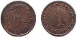 World Coins - Germany Weimar Republic 1933 A 1 Reichspfennig Copper Berlin Mint (37845645) 2g AU KM 37 AKS 57 J 313 Schön DM 36