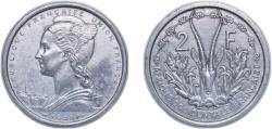 World Coins - French Equatorial Africa French colonies Federation 1948 2 Francs Aluminium Paris Mint (5040000) 2.19g UNC KM 7 Schön 7 PCGS 414545