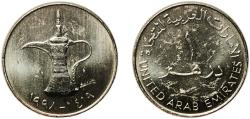 World Coins - United Arab Emirates AH1419 (1998) 1 Dirham - Zayed / Khalifa (small type; non-magnetic) Copper-nickel Royal Mint 6.45g UNC  KM 6.2 Schön 25