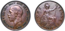 World Coins - Great Britain United Kingdom 1936 1 Penny - George V (smaller portrait) Bronze (154296000) 9.43g VF KM 838 Sp 4055