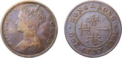 World Coins - China Hong Kong British colony 1901 H 1 Cent - Victoria Bronze Heaton and Sons / The Mint Birmingham Limited (10000000) 7.33g VF KM 4.3