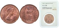 World Coins - Great Britain 1961 1 Penny - Elizabeth II (1st portrait; without 'BRITT:OMN') Bronze (48313400) 9.45g NGC MS 63  KM 897 Sp 4157