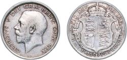 World Coins - Great Britain Kingdom 1915 Half / ½ Crown - George V (1st type) Silver (.925) Royal Mint (Tower Hill), (32433000) 14.03g VF KM 818.1 Sp 4011