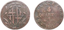 World Coins - Spain Principality of Catalonia Spanish states 1813 4 Quartos Copper Barcelona Mint 7.91g VF Cal 78 KM 67a