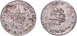 World Coins - Ottoman Empire AH1257 ٣(1841) Yirmilik - Abdülmecid I (Kostantiniyye mint) Billon (.170 silver) Constantinople 1.54g AU  KM 653