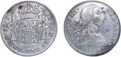 World Coins - Mexico Spanish colony 1786 Mo FM 8 Reales - Charles III Silver (.896) Mexico City Mint 26.82g VF Chopmarked KM 106a