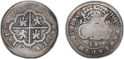 World Coins - Spain Kingdom 1682 2 Reales - Charles II (Segovia; monogram) Silver (.931) Real ingenio de Segovia Mint 5.32g F KM 195 Cal 639
