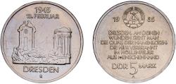 World Coins - Germany German Democratic Republic Democratic republic 1985 A 5 Mark (Destroyed Frauenkirche Dresden) Nickel brass Berlin Mint (251000) 9.65g UNC KM 102