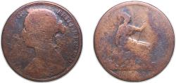 World Coins - Great Britain Kingdom 1889 1 Penny - Victoria (2nd portrait; 2nd type) Bronze Royal Mint (12560000) 8.33g VF KM 755 Sp 3954 Sp 3955