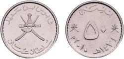 World Coins - Oman AH 1431 ( 2010)  50 Baisa - Qaboos (magnetic; revised emblem) Nickel plated steel Heaton and Sons / The Mint Birmingham Limited 5.62g UNC  KM 153a Schön 54a