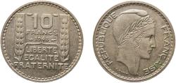 World Coins - France Fourth Republic 1948 10 Francs (Small Head) Copper-nickel (155945000) 7.11g UNC  Franc 2014 362 KM 909 Gad 1789 811