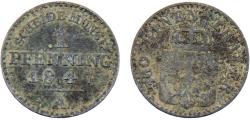 World Coins - Germany State Kingdom of Prussia Friedrich Wilhelm IV 1847 A 1 Pfenning