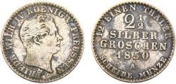 World Coins - Germany States Kingdom of Prussia Friedrich Wilhelm IV 1850 A 2 1/2 Silbergroschen