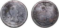 World Coins - Spain Kingdom 1812 J 8 Maravedis - Ferdinand VII (Jubia; 1st portrait) Copper Jubia Mint 10.73g F  KM 461 Cal 1543