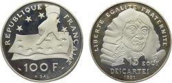 World Coins - France Fifth Republic 1991 100 Francs / 15 Ecus 395th Anniversary of birth of René Descartes