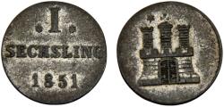 World Coins - Germany States Free Hanseatic city of Hamburg 1851 1 Sechsling