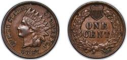 Us Coins - United States Federal republic 1887 1 Cent "Indian Head Cent" Bronze (.950 copper, .050 tin and zinc) United States Mint of Philadelphia (45223523) 3.08g UNC KM 90a Schön 117a