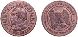 World Coins - France Second Empire 1870 Satirical Token - Napoleon III (Defeat of Sedan; Module 10 Centimes) Copper 12.7g AU
