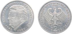 World Coins - Germany Federal Republic of Germany 2000 G 2 Deutsche Mark (Franz Josef Strauss) Copper-nickel clad nickel Staatliche Münze Baden-Württemberg Mint (70000) 7g UNC KM 175 J 450 Schö