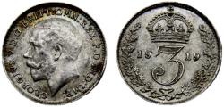 World Coins - Great Britain United Kingdom George V 1919 3 Pence 1st issue