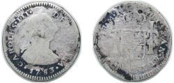 World Coins - Peru Spanish colony 1783 LME MI 1 Real - Carlos III (Colonial Milled Coinage) Silver (.903) Lima Mint 2.70g F  KM 75