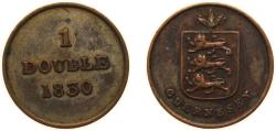 World Coins - Guernsey British dependency 1830 1 Double - George IV Copper Soho Mint (1648640) 2.5g VF KM 1