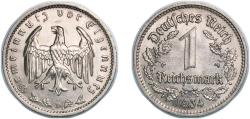 World Coins - Germany 1934 D 1 Reichsmark Nickel (30597152) 4.77g AU  KM 78 AKS 36 J 354 Schön 80