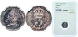 World Coins - Great Britain Kingdom 1889 3 Pence - Victoria (2nd portrait; incl. Maundy) Silver (.925) (4587000) 1.41g NGC MS 62 KM 758 Sp 3931 Sp 3934