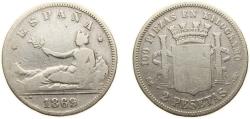 World Coins - Spain Provisional Government 1869 SNM 2 Pesetas - Provisional Government Silver (.835) Madrid Mint (3269853) 10g VF KM 654