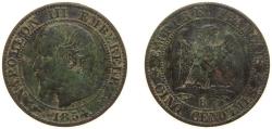 World Coins - France Second Empire 1854 B 5 Centimes - Napoleon III Bronze Rouen Mint (16354246) 5g VF F 116 Gad 152 KM 777.2