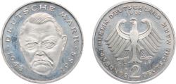 World Coins - Germany Federal Republic of Germany 1997 A 2 Deutsche Mark (Ludwig Erhard) Copper-nickel clad nickel Berlin Mint (70000) 7g UNC KM 170 J 445 Schön 167