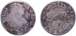 World Coins - Spain Kingdom 1802 M FA 2 Reales - Carlos IV Silver (.806) Madrid Mint 6g VF KM 430.1