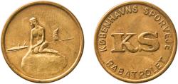 World Coins - Denmark Kingdom ND Tram Token -KØBENHAVNS SPORVEJ (Copenhagen) Brass Copenhagen Mint 2.91g UNC  TC 166846TokenCatalog Number