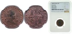 World Coins - Spain Kingdom 1840 2 Maravedis - Isabel II Copper Segovia Mint 2.5g NGC MS 62 BN KM 532