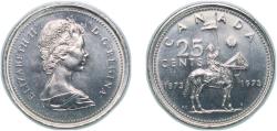 World Coins - Canada British Dominion 1973 25 Cents - Elizabeth II (Royal Canadian Mounted Police) Nickel Royal Canadian Mint of Ottawa (135958589) 5.05g UNC KM 81 Schön 78