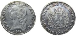 World Coins - France Kingdom 1765 L 1 Écu - Louis XV Silver (.917) Bayonne Mint 29.07g XF Dy royales 1680 GadR 322 Dav ECT 1331 KM 512 Ciani 2122