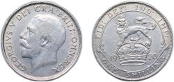 World Coins - Great Britain United Kingdom 1920 1 Shilling - George V (2nd type) Silver (.500) Royal Mint (Tower Hill) (22825100) 5.66g AU KM 816a Sp 4023