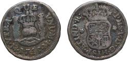 World Coins - Mexico Spanish colony 1745 M ½ Real - Felipe V Silver (.917) Mexico City Mint 1.58g VF KM 66