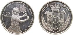 World Coins - Niue New Zealand Dependent State 1987 50 Dollars - Elizabeth II (Steffi Graf) Silver (.625) (20000) 27.1g PF KM 6