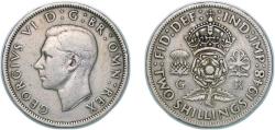 World Coins - Great Britain United Kingdom 1948 2 Shillings - George VI (with 'IND:IMP') Copper-nickel (67553600) 11.16g VF KM 865 Sp 4102