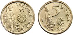World Coins - Spain Kingdom Juan Carlos I 1993 5 Pesetas Jubilee Year of St. Jacobeo