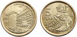 World Coins - Spain Kingdom Juan Carlos I 1997 5 Pesetas Autonomous communities of Spain, Islas Baleares