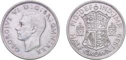 World Coins - Great Britain United Kingdom Kingdom 1939 ½ Crown - George VI (1st type) Silver (.500) Royal Mint (Tower Hill) (15478600) 14.15g AU  KM 856 Sp 4080
