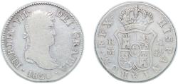 World Coins - Spain Kingdom 1820 GJ 2 Reales - Fernando VII Silver (.812) Madrid Mint 5.86g VF KM 460