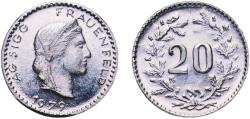 World Coins - Switzerland Federal State 1979 Token - 20 Rappen Aluminium Bern Mint (18368000) 0.39g AU